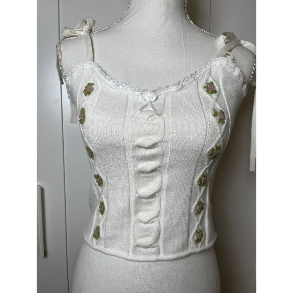 UO Kimchi Blue Gigi Sweater Cami in Ivory Size Large Nwot Coquette Cottagecore - Picture 6 of 10